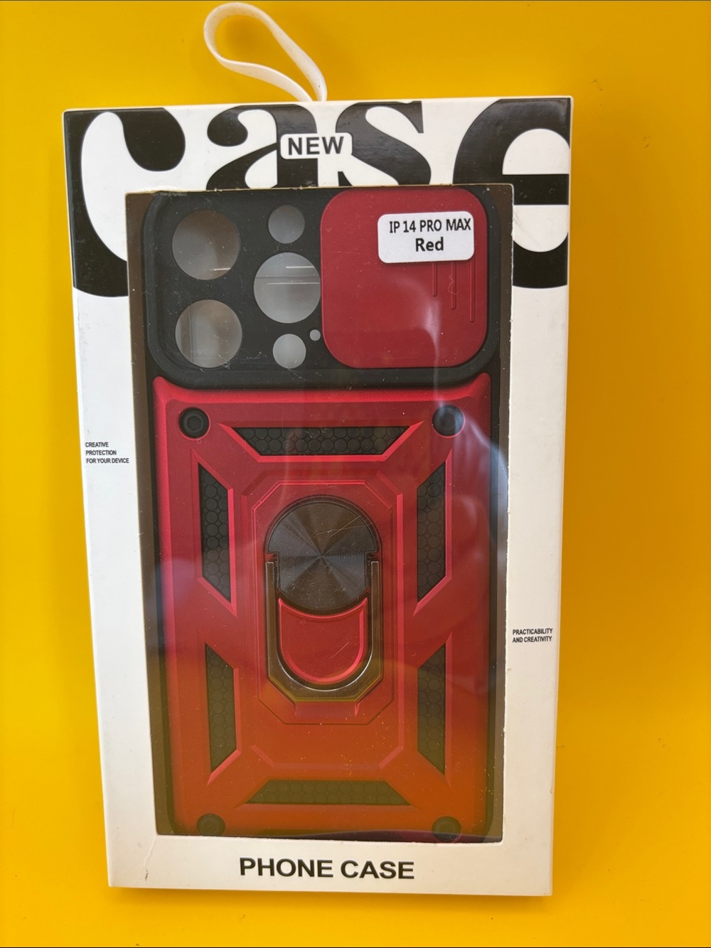 Red Rugged Ring-Stand Phone Case for iPhone 14 Pro Max